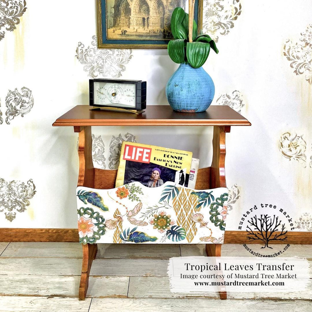 TROPICAL LEAVES | RETIRED | Large Transfer for Furniture | Dixie Belle Paint | 24"x38" divided into 4 sheets