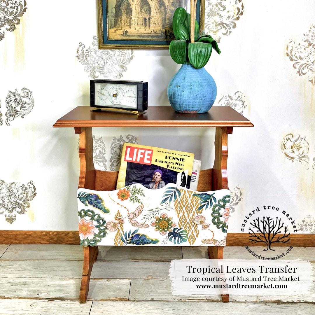 TROPICAL LEAVES | RETIRED | Large Transfer for Furniture | Dixie Belle Paint | 24"x38" divided into 4 sheets