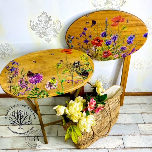 WILDFLOWERS AND BUTTERFLIES | Large Transfer for Furniture | Dixie Belle Paint | 24"x38" divided into 4 sheets | long stem florals