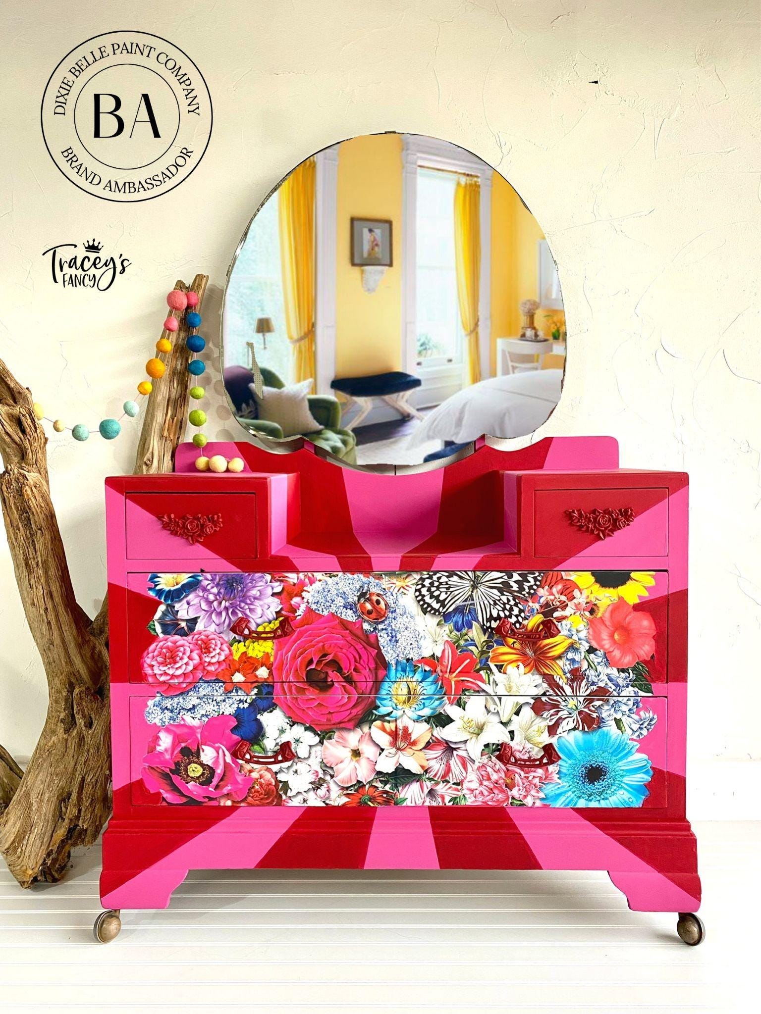 WHIMSICAL WONDERLAND | Retired | Large Transfer for Furniture | Dixie Belle Paint | 24"x38" divided into 4 sheets | florals and butterflies