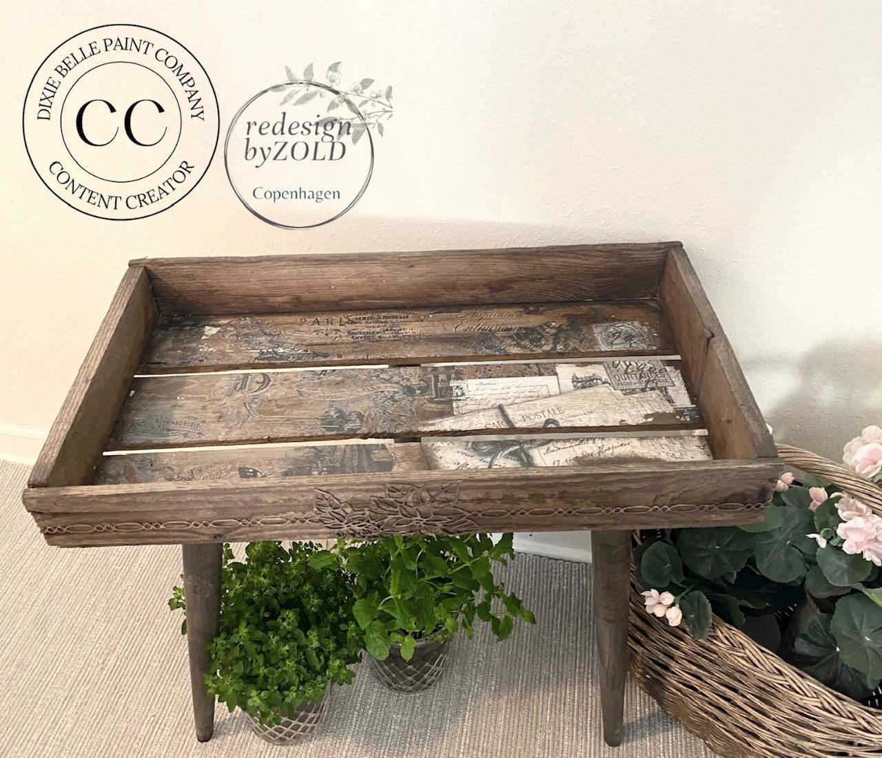 VINTAGE POST | Large Transfer for Furniture | Dixie Belle Paint | 24"x38" divided into 4 sheets | black and white script and stamps