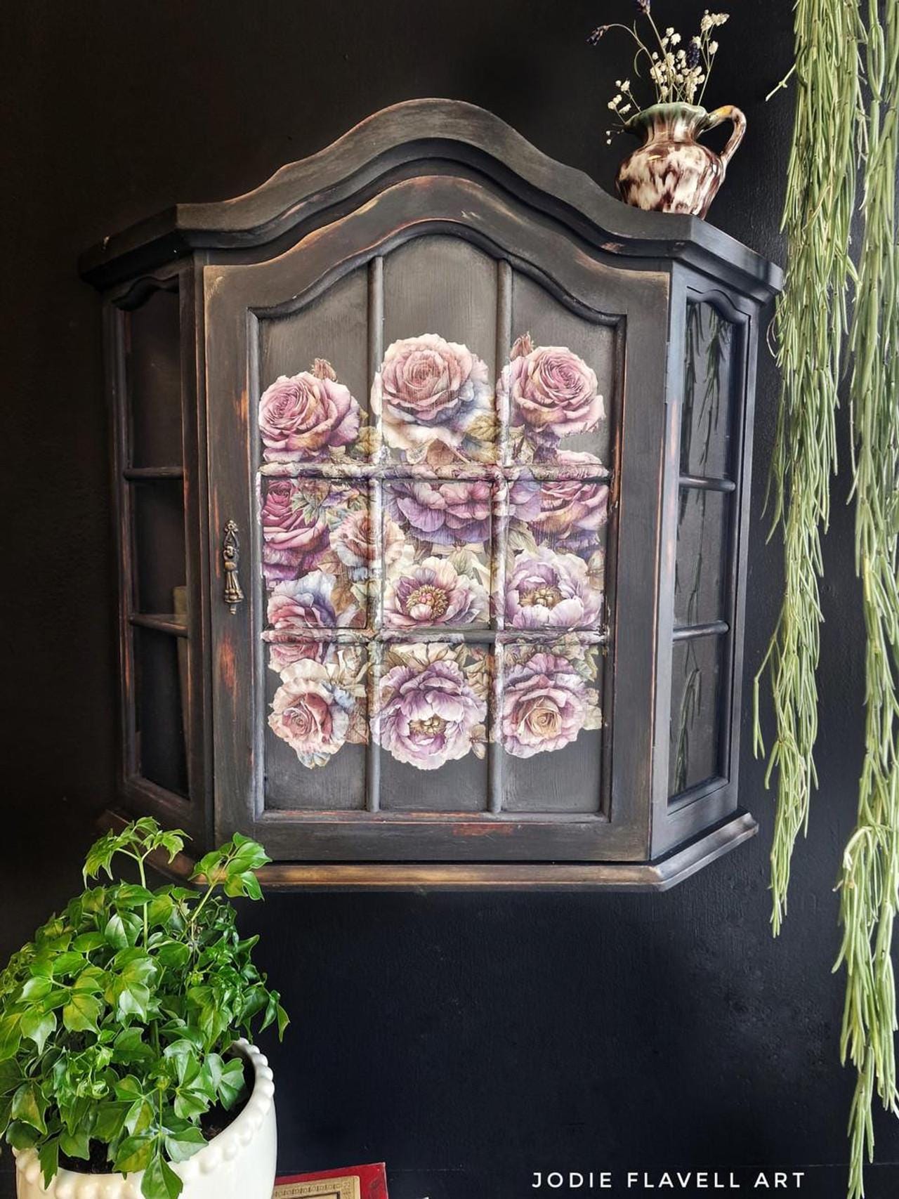 ROSES AND PEONIES | Mid Transfer for Furniture | Dixie Belle Paint | 3 Sheets - 8" x 12" each | black and white script and stamps