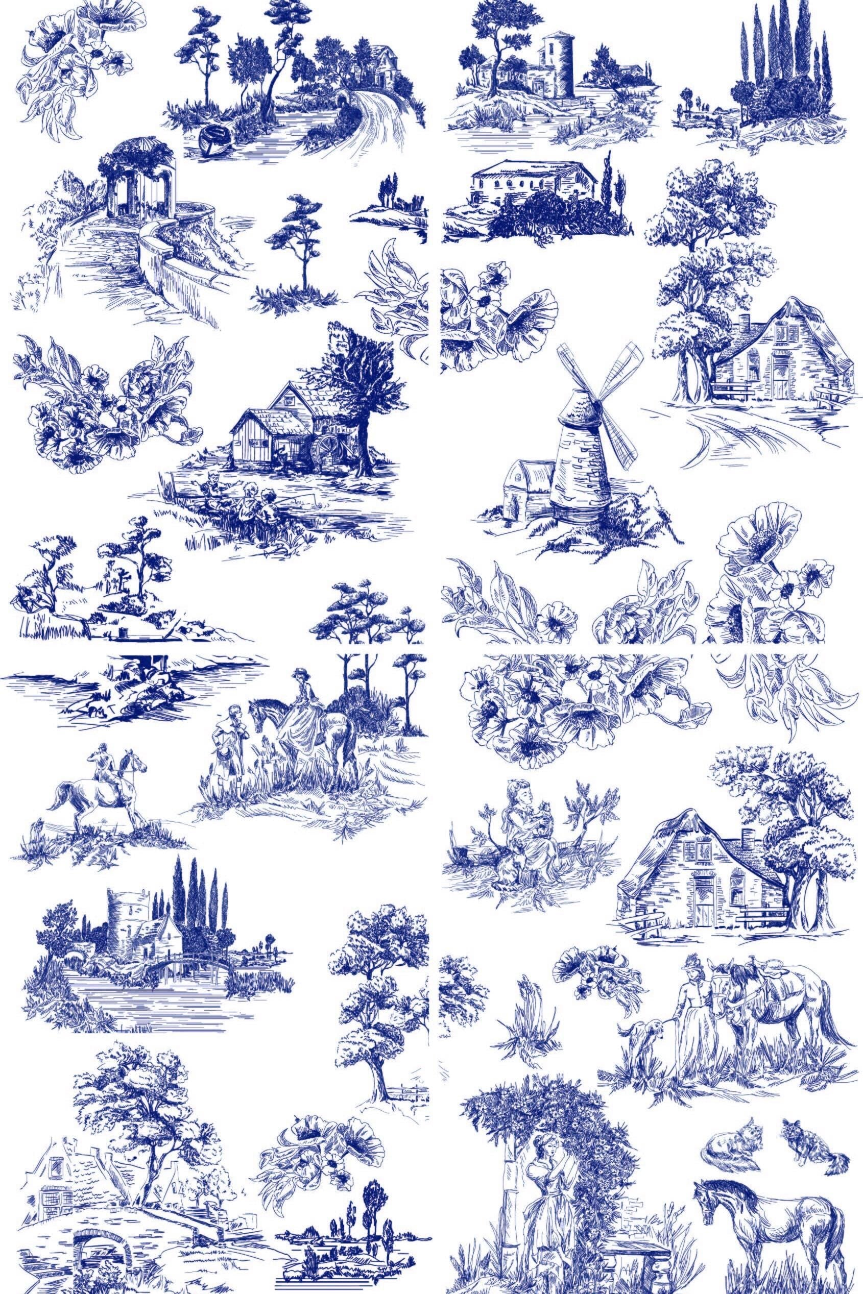 Cottage Toile | Large Transfer | Dixie Belle Paint | vintage landscape