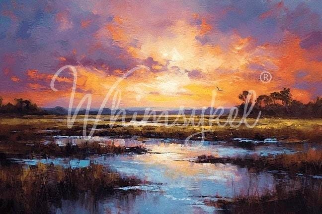 Tybee Tides Large Decoupage Tissue Paper for Furniture 21x29 Whimsykel Designs Sunset over Ocean