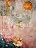 Boho Night Skies | 21”x29” | Large Decoupage Tissue Paper | Whimsykel Designs | Whimsical Sun, Moon, and Stars