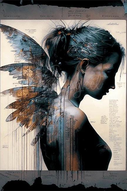 Angels Among Us: Dara | 21”x29” | Large Decoupage Tissue Paper | Whimsykel Designs Whimsykel