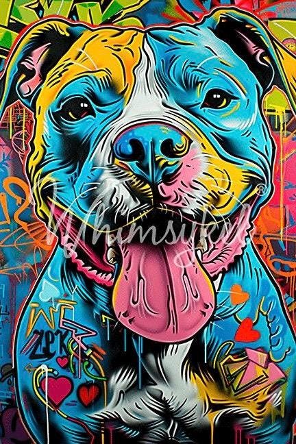 Zēk Large Decoupage Tissue Paper for Furniture 21x29 Whimsykel Designs Zek Funky Cool Pitbull
