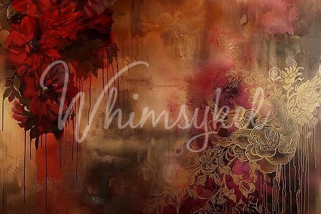 GILDED PATINA | Large Decoupage Tissue Paper for Furniture | Arts & Crafts | 21x29 | Whimsykel Designs | old world design with red and gold