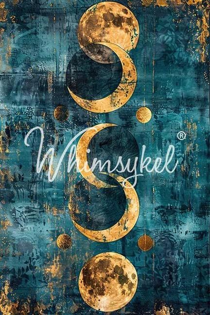 Moonlit Harmony Large Decoupage Tissue Paper for Furniture 21x29 Whimsykel Designs Multiple Moons on Blue Background