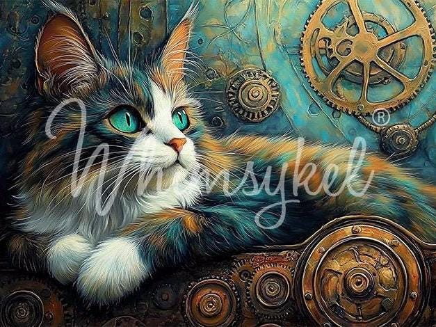 Tinker Large Decoupage Tissue Paper for Furniture 21x29 Whimsykel Designs industrial kitty