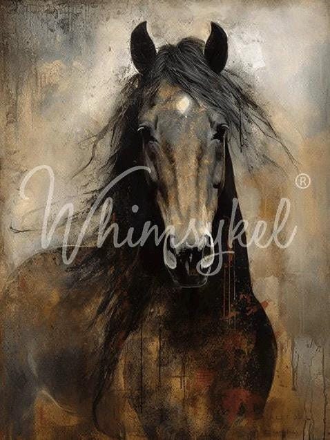 HEART HORSE | Large Decoupage Tissue Paper for Furniture | Arts & Crafts | 21x29 or 14"x20" | Whimsykel Designs | Horse in Field