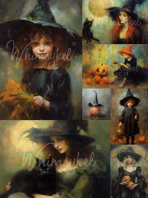 Charm & Chaos | 21”x29” | Large Decoupage Tissue Paper | Whimsykel Designs | Halloween Collage Whimsykel