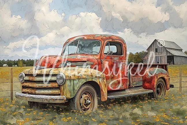 Old Farm Truck Large Decoupage Tissue Paper for Furniture 21x29 Whimsykel Designs