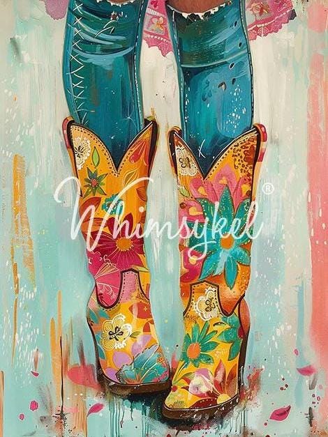 Sassy Feet Large Decoupage Tissue Paper for Furniture 21x29 Whimsykel Designs Funky Cowgirl Boots