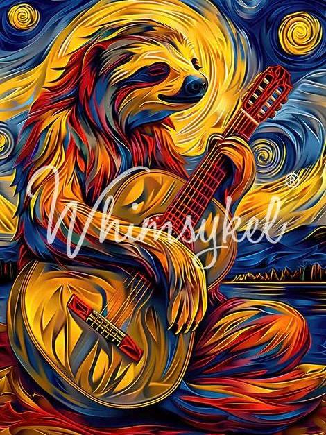 Slow Guitar Large Decoupage Tissue Paper for Furniture 21x29 Whimsykel Designs Sloth playing guitar