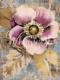 Lavender Petals | Decoupage Tissue Paper for Furniture | 21x29 | Whimsykel Designs | large flower on gold background