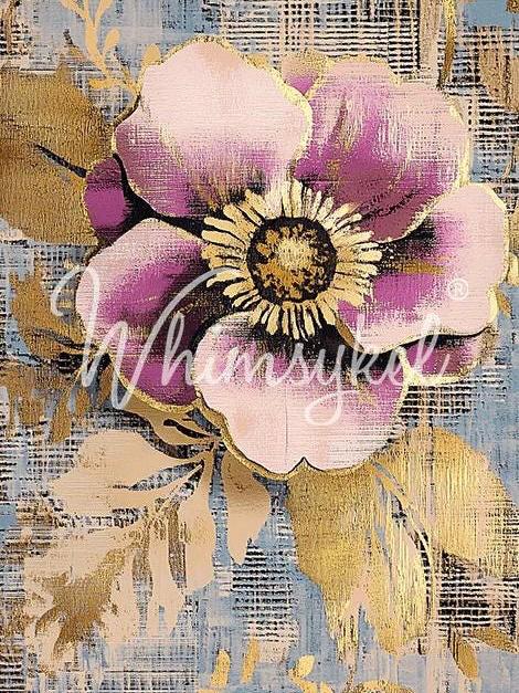 Lavender Petals Decoupage Tissue Paper for Furniture 21x29 Whimsykel Designs large flower on gold background