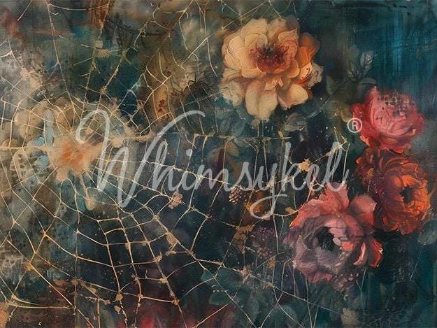 Timeless Tangles Large Decoupage Tissue Paper for Furniture 21x29 Whimsykel Designs flowers in web