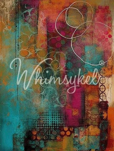 COLORFUL ECHOES | Large Decoupage Tissue Paper for Furniture | Arts & Crafts | 21x29 | Whimsykel Designs | colorful abstract design