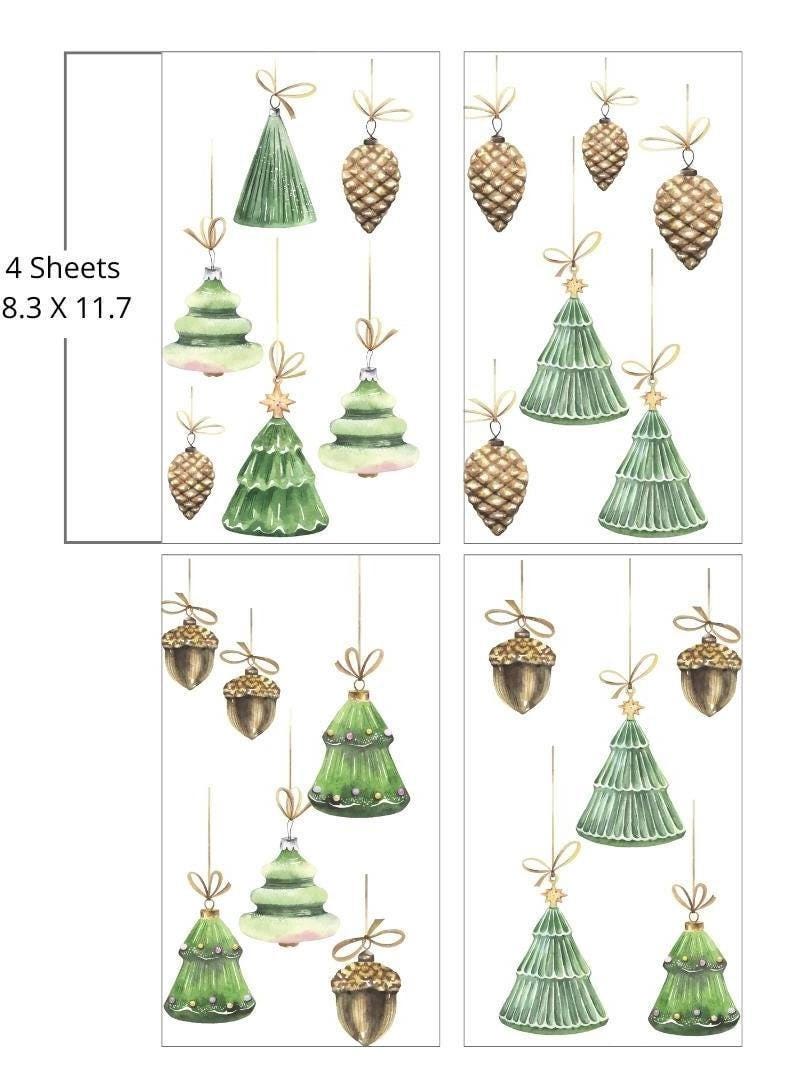 HOLIDAY HOLOGRAM | Water Slide Transfer | Dixie Belle Paint Company | 4 separate sheets of Christmas/holdiay trees and pine cones