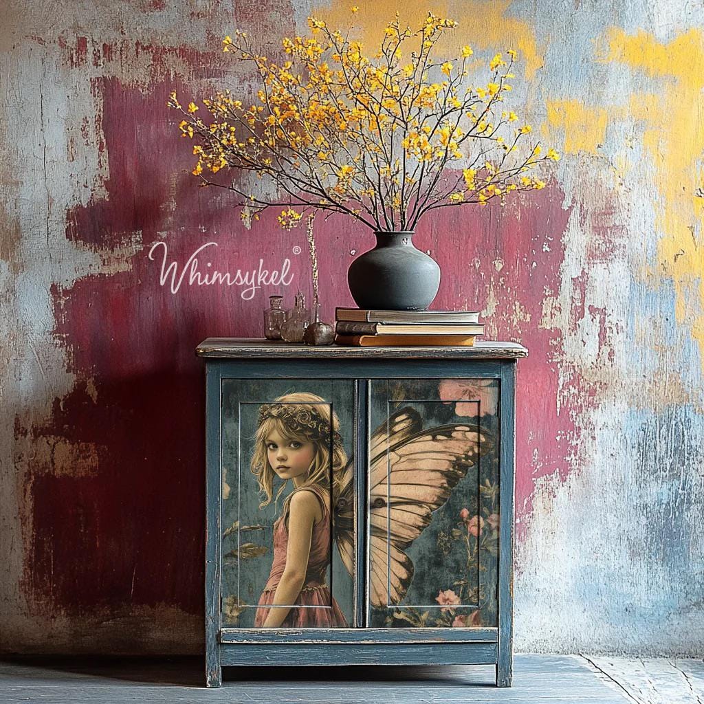 FLOWER FAIRY | Large Decoupage Tissue Paper for Furniture | Arts & Crafts | 21x29 | Whimsykel Designs | littlest fairy girl