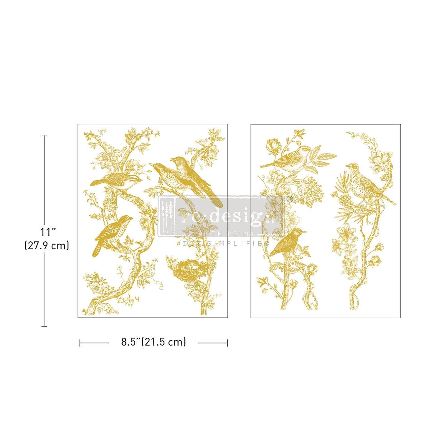 GOLDEN SERENADE | Middy Transfers | Redesign With Prima | Rub on Transfers for Furniture and Crafts | 2 sheets-8.5" x 11"