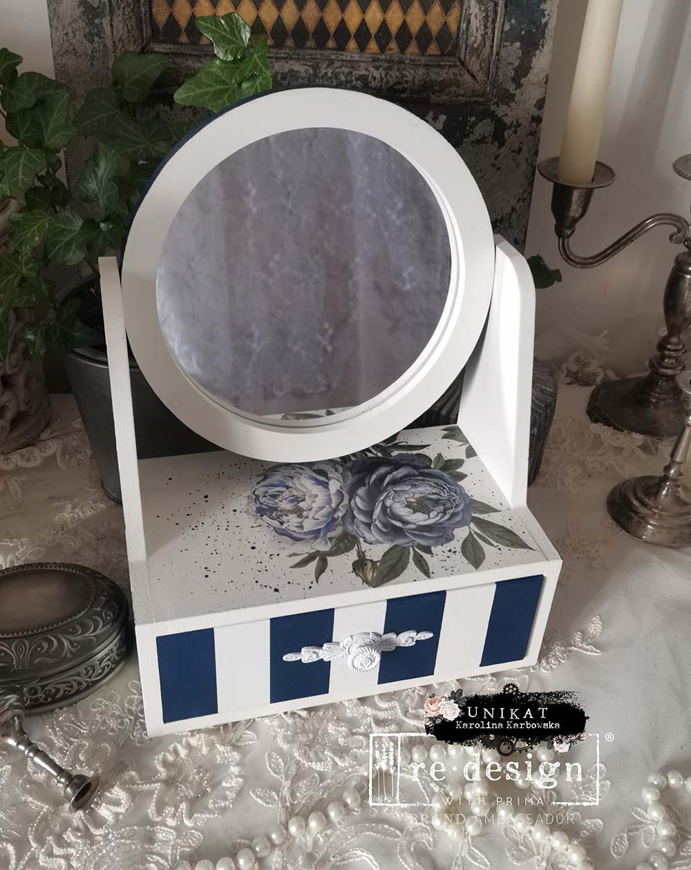 INDIGO PETALS | Small Transfers | Redesign With Prima | Rub on Transfers for Furniture and Crafts | 3 sheets- 6"x12" | blue flowers