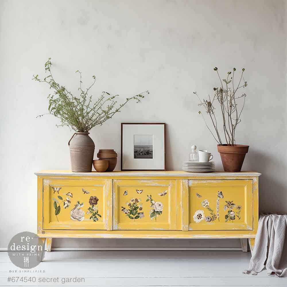 SECRET GARDEN | Small Transfers | Redesign With Prima | Rub on Transfers for Furniture and Crafts | 3 sheets- 6"x12" | florals