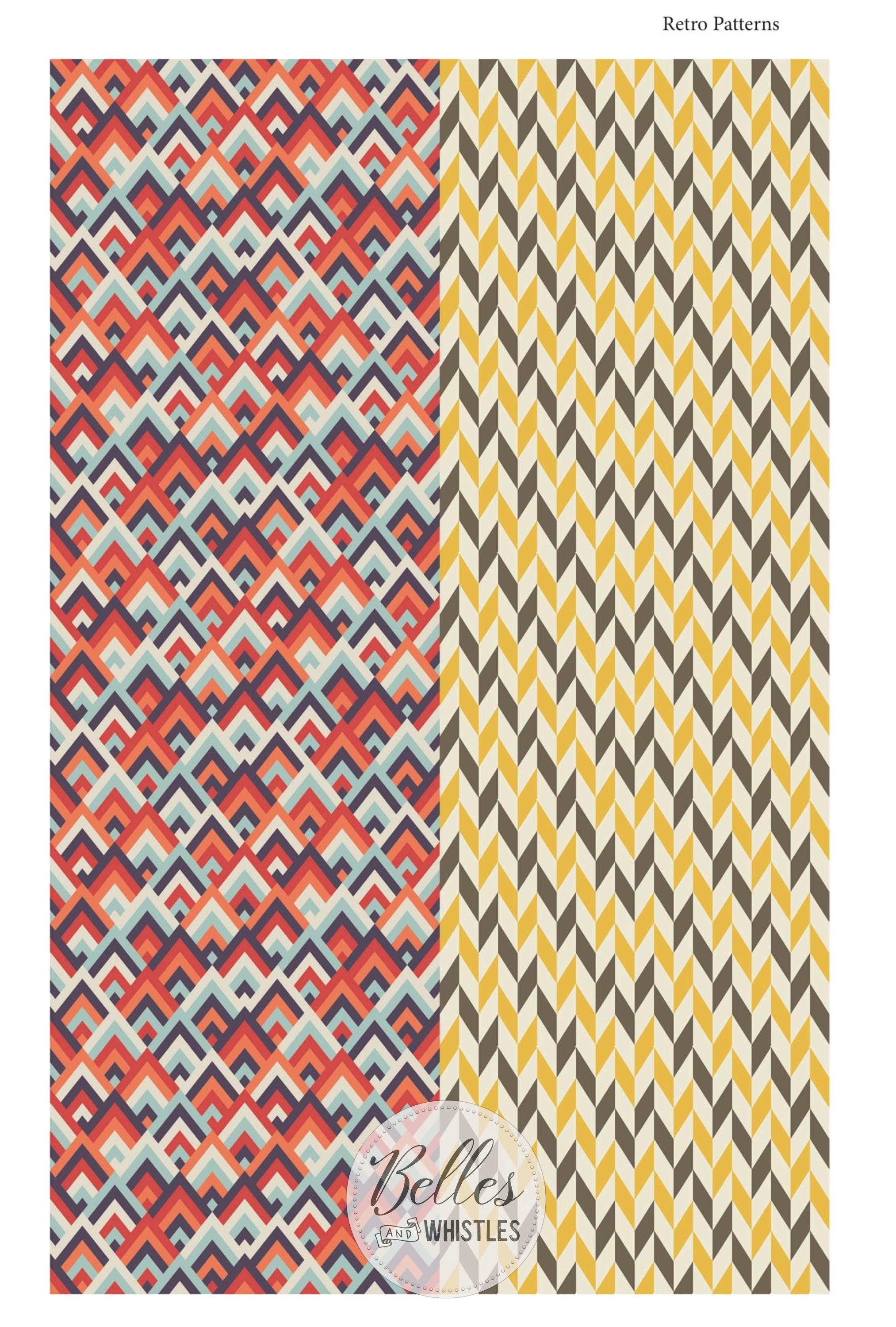 RETRO PATTERNS | Large Transfer for Furniture | Dixie Belle Paint | 24"x38" divided into 4 sheets