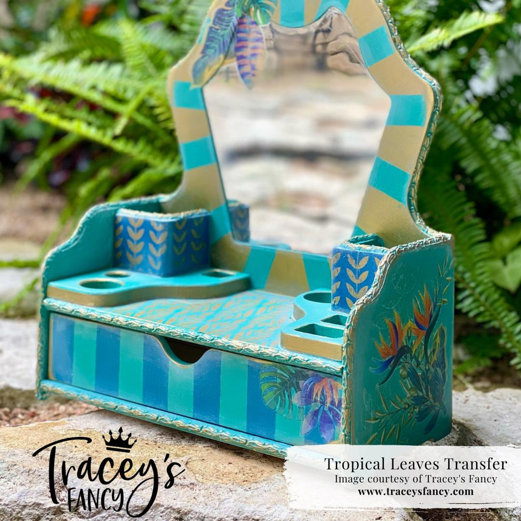 TROPICAL LEAVES | RETIRED | Large Transfer for Furniture | Dixie Belle Paint | 24"x38" divided into 4 sheets