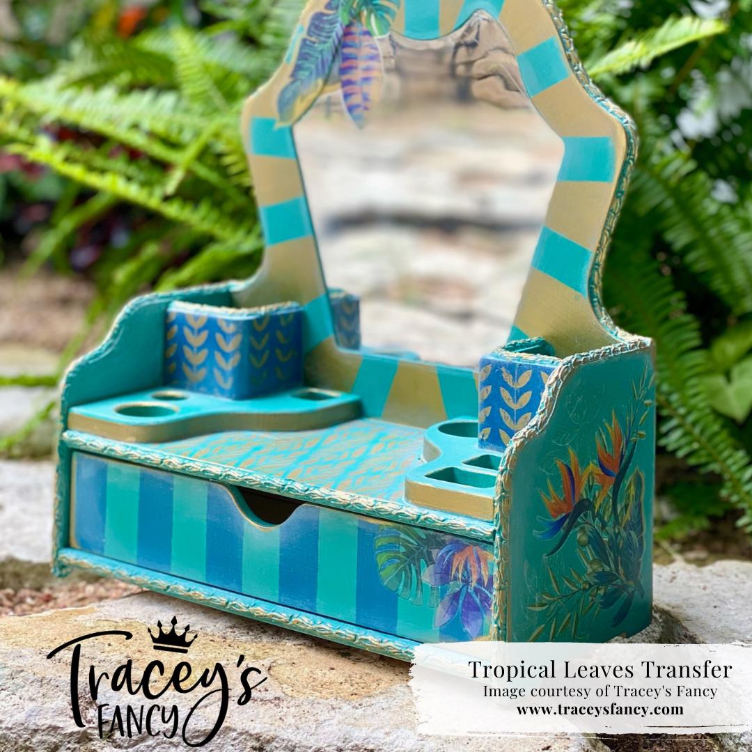TROPICAL LEAVES | RETIRED | Large Transfer for Furniture | Dixie Belle Paint | 24"x38" divided into 4 sheets