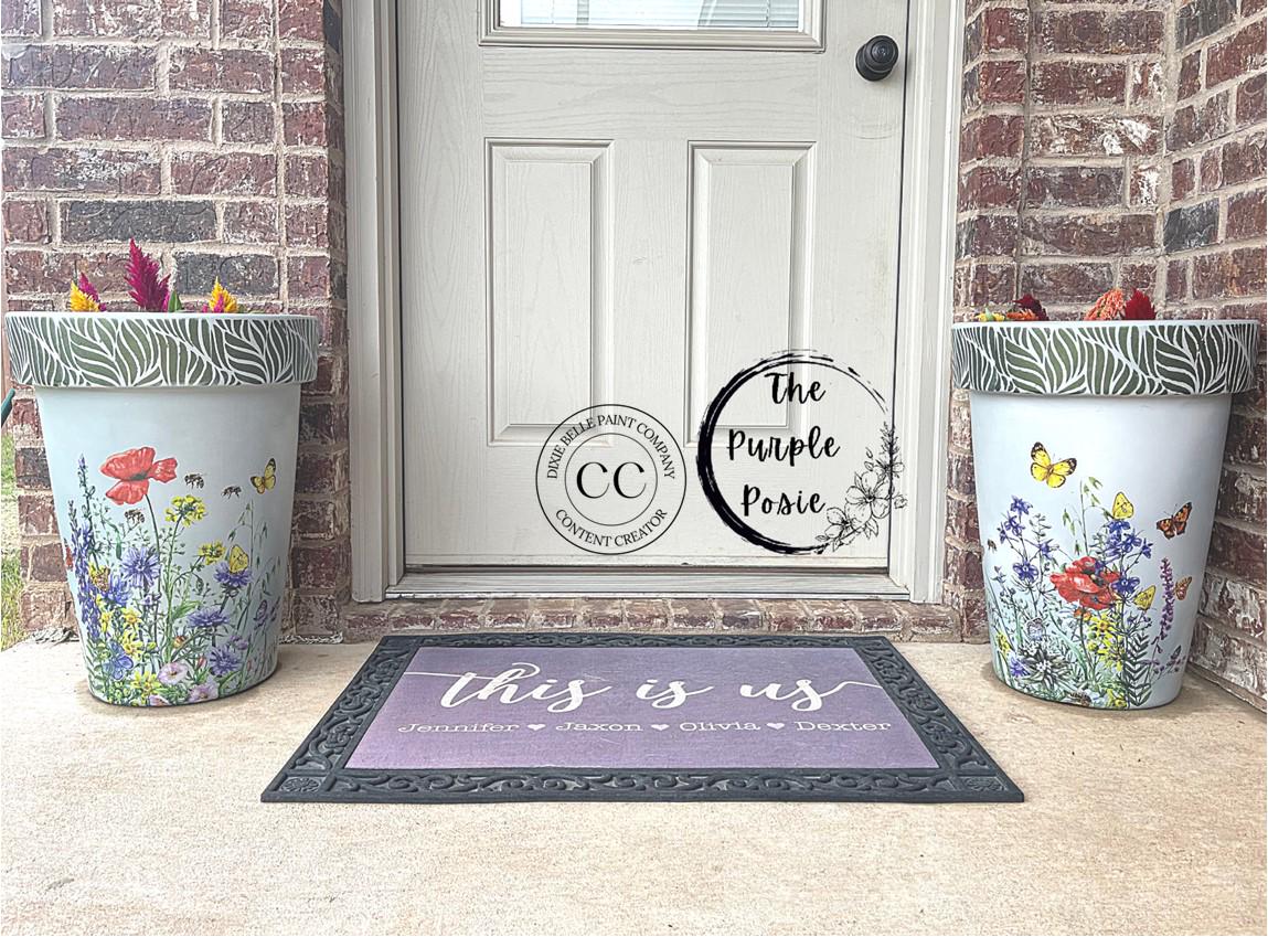 WILDFLOWERS AND BUTTERFLIES | Large Transfer for Furniture | Dixie Belle Paint | 24"x38" divided into 4 sheets | long stem florals