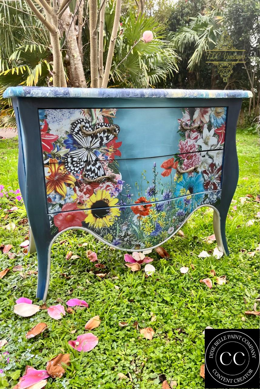 WHIMSICAL WONDERLAND | Retired | Large Transfer for Furniture | Dixie Belle Paint | 24"x38" divided into 4 sheets | florals and butterflies