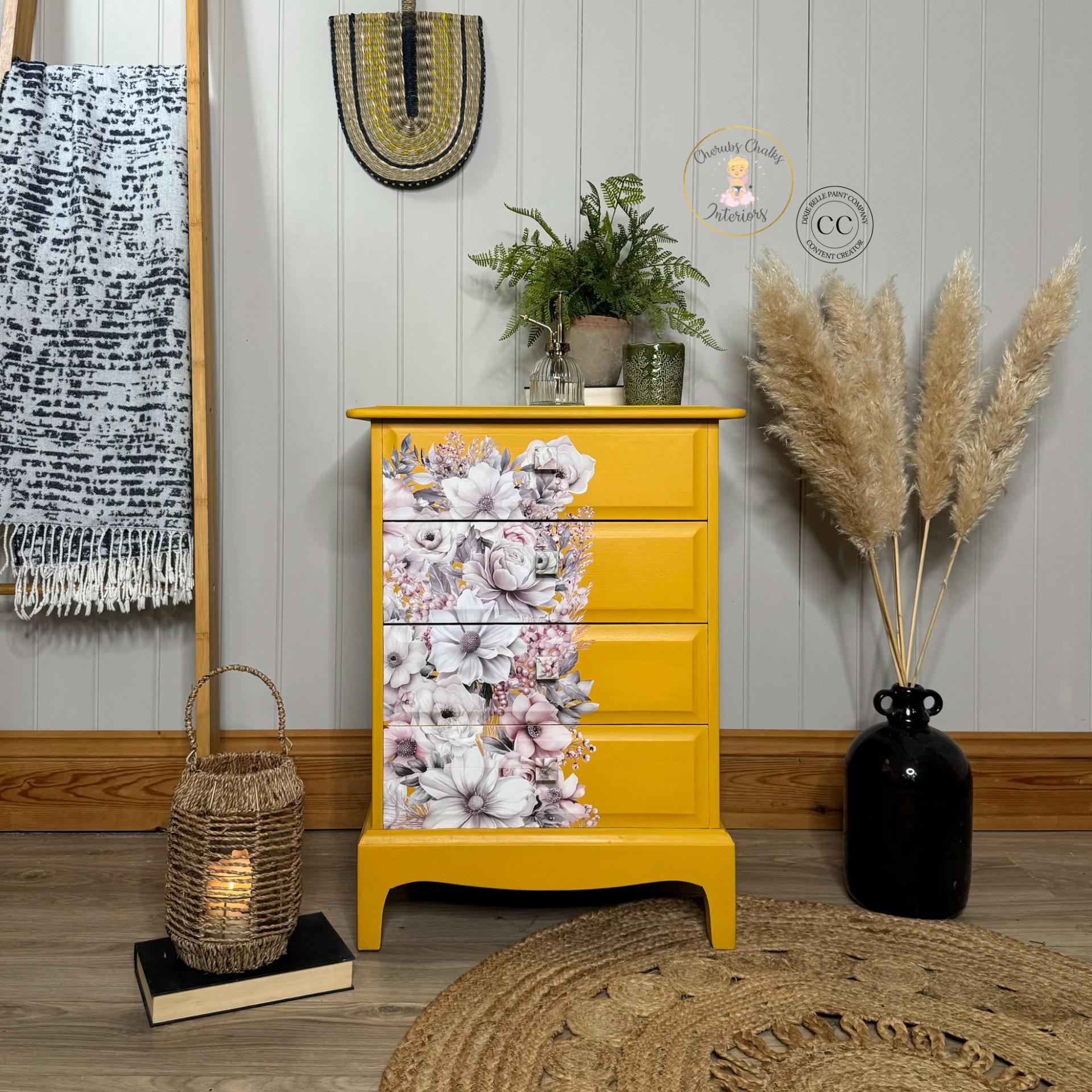SOFT WINTERY FLORAL | Large Transfer for Furniture | Dixie Belle Paint | 24"x38" divided into 4 sheets | delicate bouquet