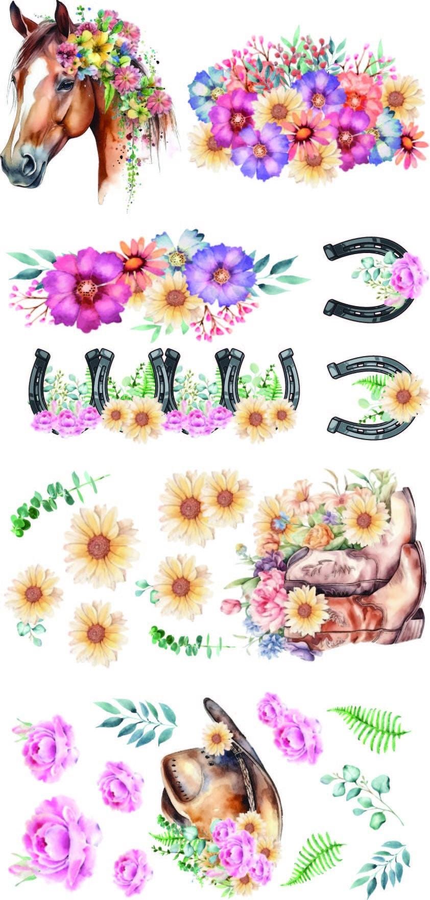 MANE BOUQUET | Small Transfer | Dixie Belle Paint |equine cowboy transfers
