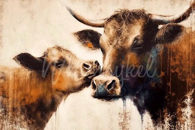 Mooving Moment Large Decoupage Tissue Paper for Furniture 21x29 Whimsykel Designs Mom and Calf