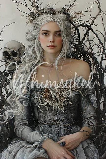 Natures Maiden Large Decoupage Tissue Paper for Furniture 21x29 Whimsykel Designs Beautiful Girl on Halloween Inspired Background