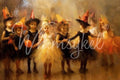 Halloween Recital | 21”x29” | Large Decoupage Tissue Paper | Whimsykel Designs | Four Dancing Girls
