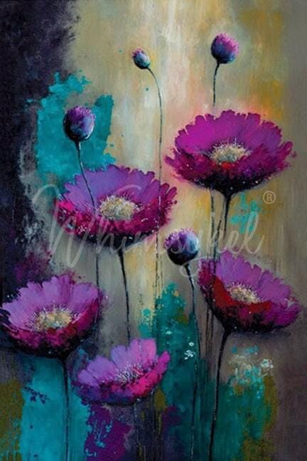Purple Poppies | Large Decoupage Tissue Paper | Furniture | Arts & Crafts | 21x29 or 14x20 | Whimsykel Designs
