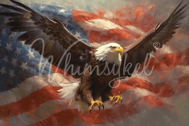 Spirit of Freedom Large Decoupage Tissue Paper for Furniture 21x29 Whimsykel Designs Eagle in front of American Flag