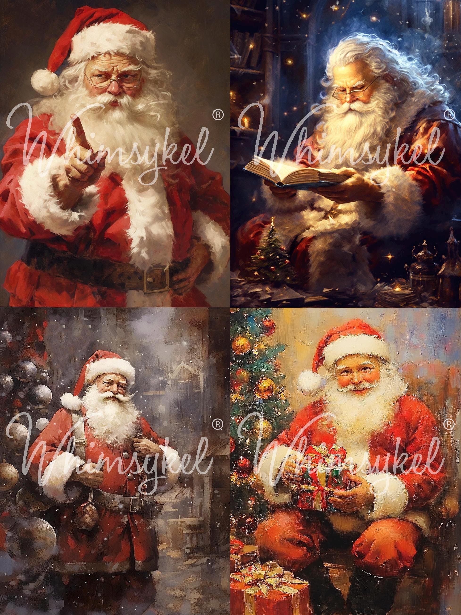 Vintage Santas Large Decoupage Tissue Paper for Furniture 21x29 Whimsykel Designs 4 in 1
