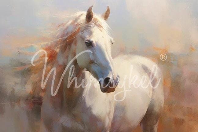 Luna's Lightning Large Decoupage Tissue Paper for Furniture 21x29 Whimsykel Designs Horse with Soft Pastel Background