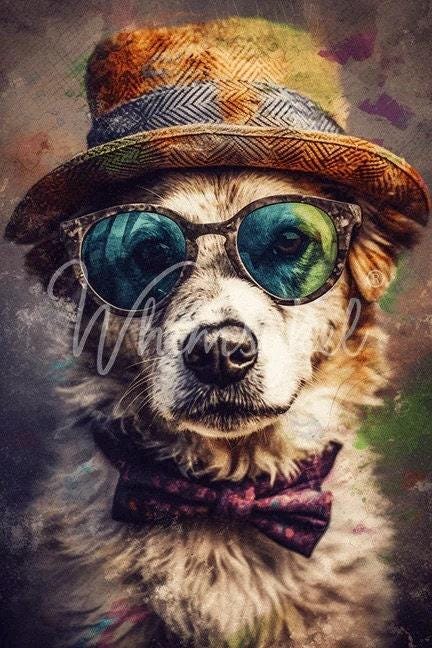 D. O. GEE | Large Decoupage Tissue Paper for Furniture | Arts & Crafts | 21x29 | Whimsykel Designs  Cool Dog in Sunglasses
