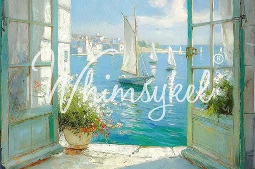 Bayside Window | 21"x29" | Large Decoupage Tissue Paper | Whimsykel Designs Whimsykel
