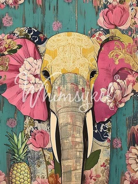 Bohemian Wanderer | 21”x29” | Large Decoupage Tissue Paper | Whimsykel Designs | colorful abstract elephant Whimsykel