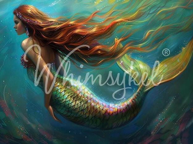 Nadia (Mermaid) | Decoupage Tissue Paper | Furniture | Arts & Crafts | 21x29 or 14x20 | Whimsykel Designs