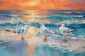 Morning Chatter | Large Decoupage Tissue Paper | Furniture | Arts & Crafts | 21x29 or 14x20 | Whimsykel Designs | Seagull at Dawn on Shore
