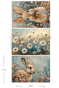 GARDEN BUNNY TALES | Decoupage Decor Tissue Paper for Furniture | 3 sheets - 11.7X16.5 each | Redesign with Prima | easter bunnies Redesign with Prima
