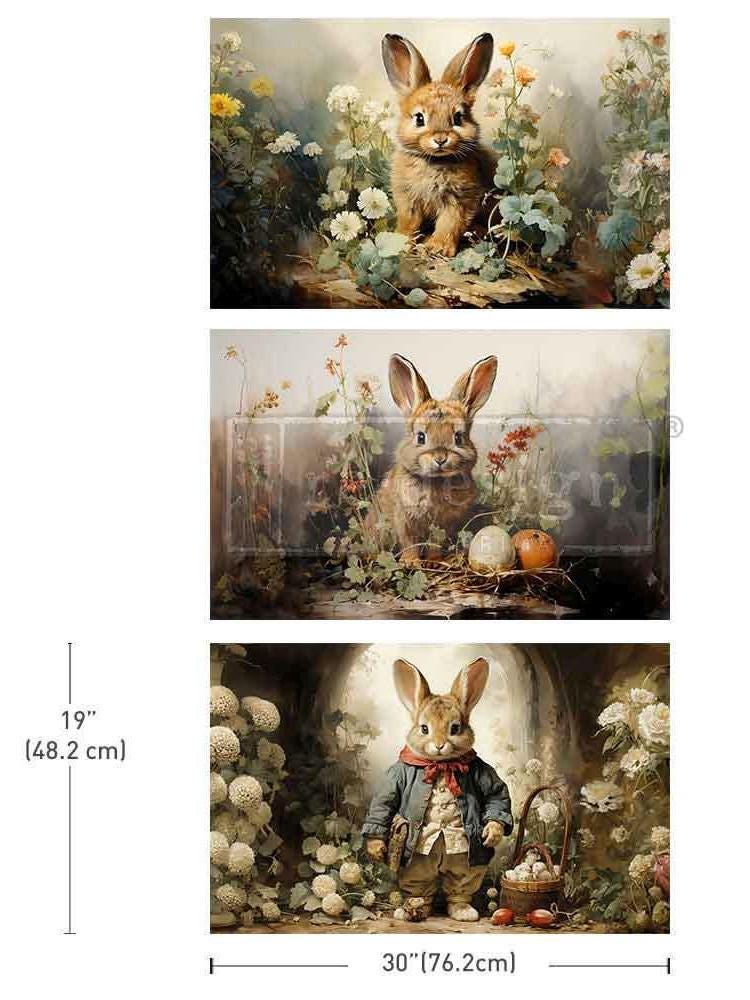 DREAMY BUNNIES | Decoupage Decor Tissue Paper for Furniture | 3 sheets - 19.5"x30" | Redesign with Prima | easter bunnies