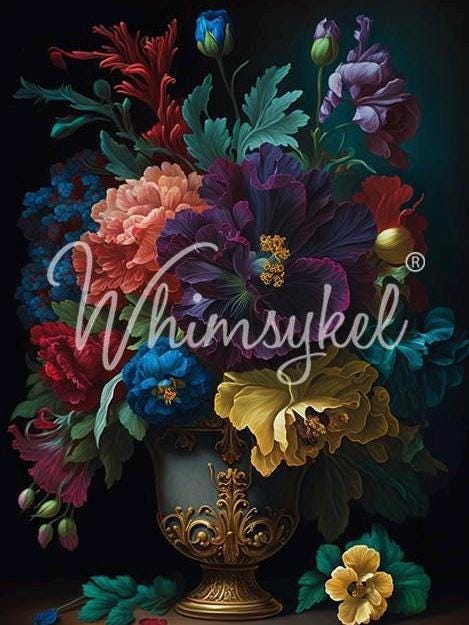 Opulent Arrangement | Decoupage Tissue Paper | Furniture | Arts & Crafts | 21x29 or 14x20 | Whimsykel Designs | flowers in vase